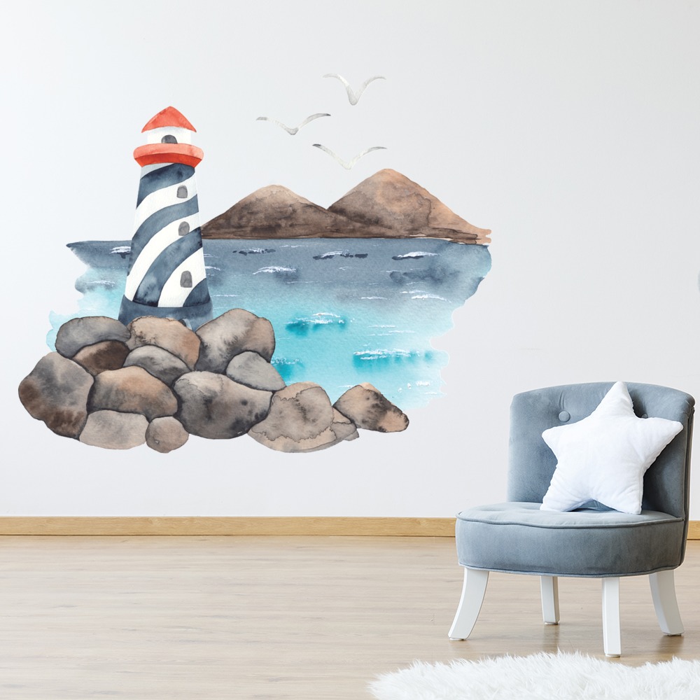 Lighthouse Ocean View Bathroom Wall Sticker