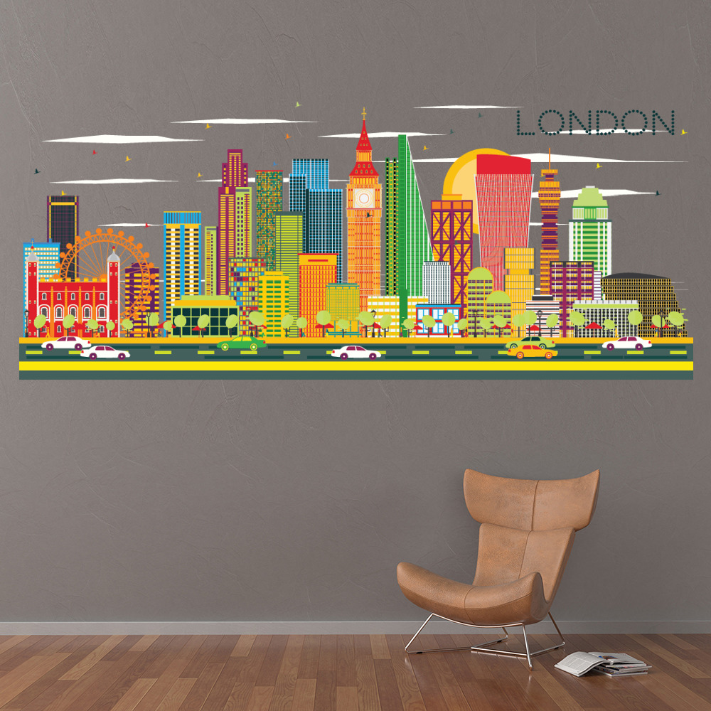 London City Colourful Skyline Wall Sticker