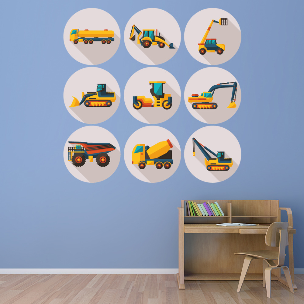Lorry Truck Digger Construction Wall Sticker Set
