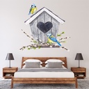 Love Heart Birdhouse Blue Birds Wall Sticker