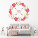 Love Heart Wreath Pink Flowers Wall Sticker