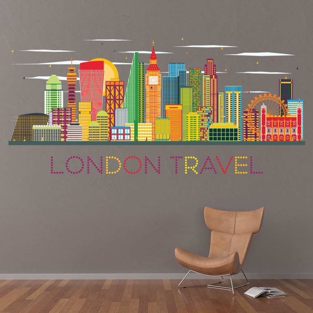 London Travel City Skyline Wall Sticker