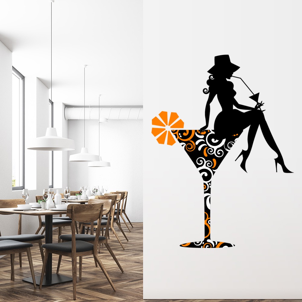 Martini Cocktail Lady Wall Sticker