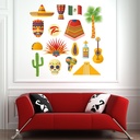 Mexico Cactus Sugar Skull Wall Sticker Set