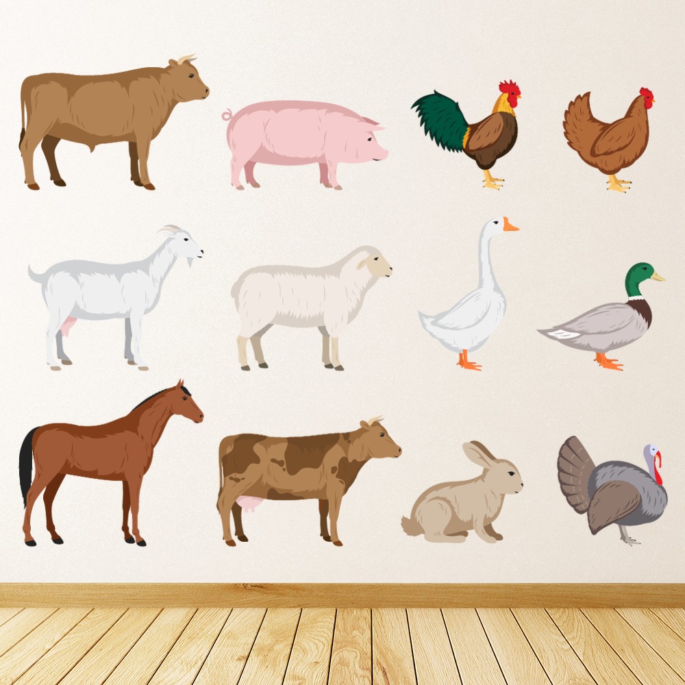 Farmyard Animals Wall Sticker Set - Mod6