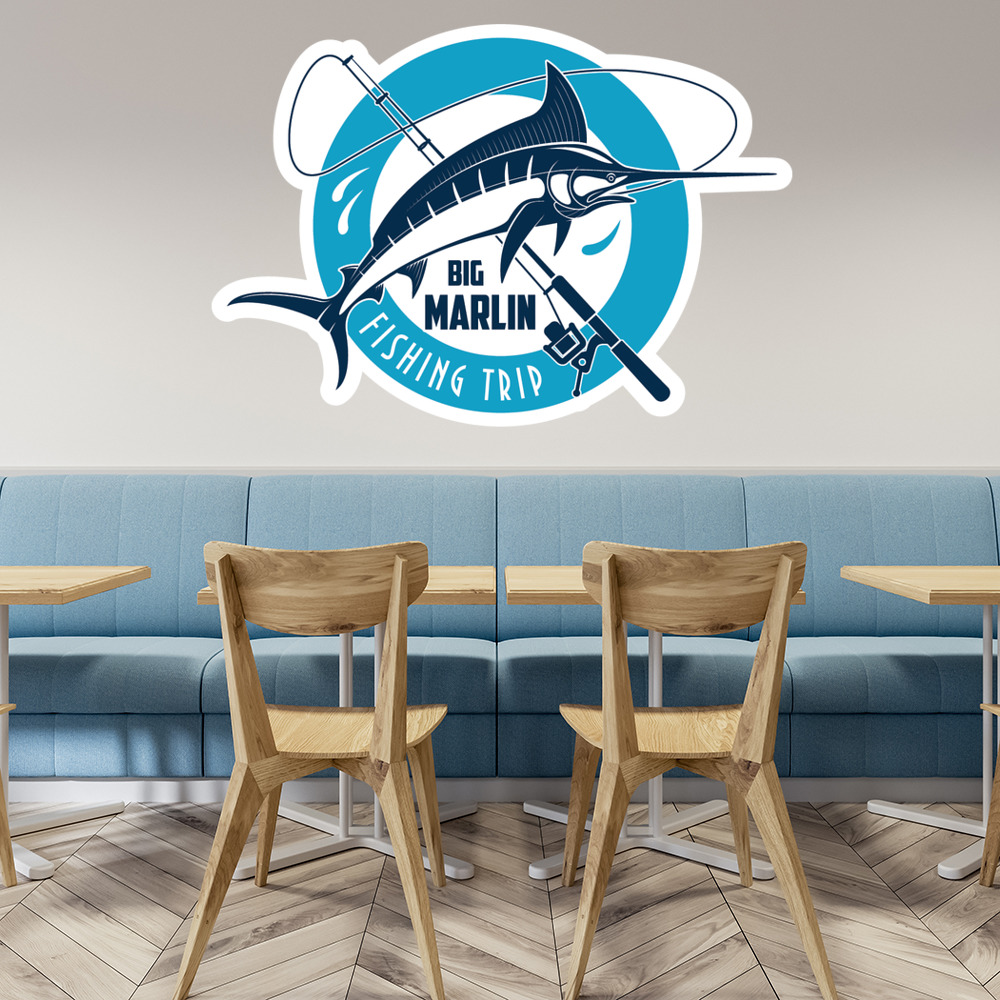 Marlin Fishing Sign Logo Wall Sticker