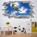 Mountain Bike Jump Sports Grey Brick 3D Hole In The Wall Sticker