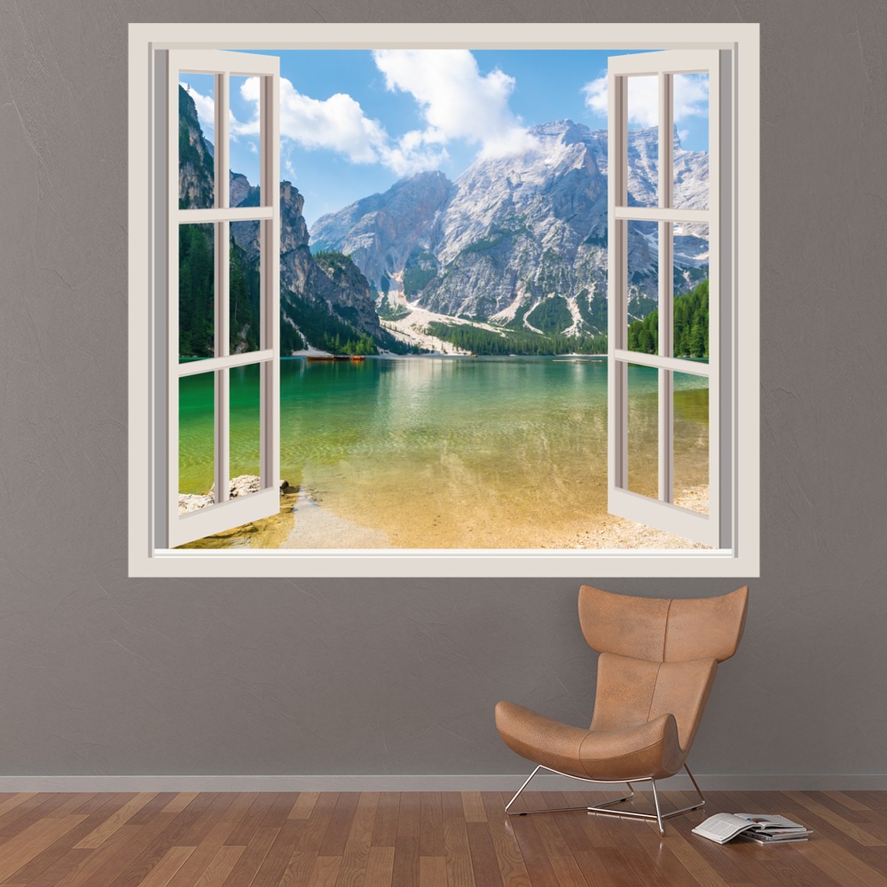 Mountain Lake 3D Window Wall Sticker - Mod5