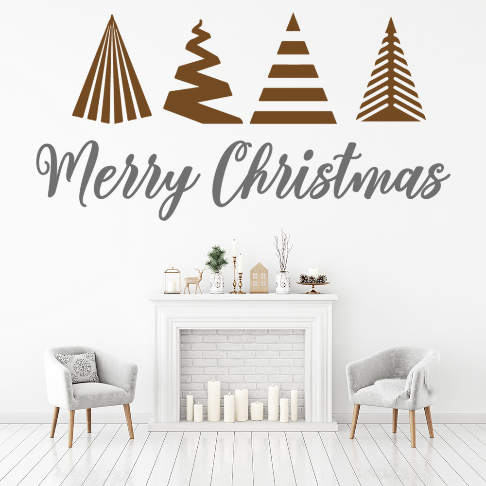 Merry Christmas Festive Trees Wall Sticker