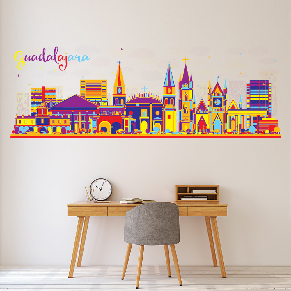 Mexico City Colourful Skyline Wall Sticker