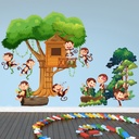 Monkey Tree Wall Sticker Scene