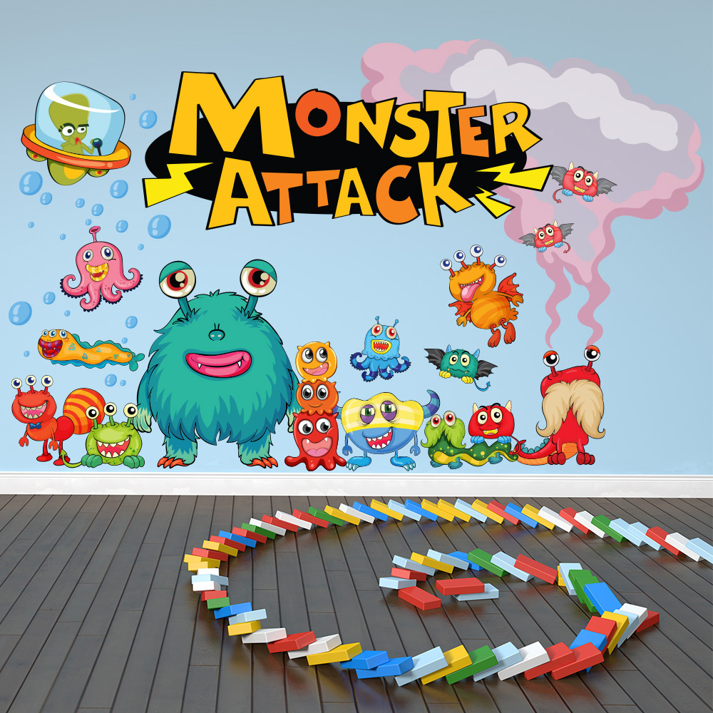 Monster Attack Wall Sticker Scene