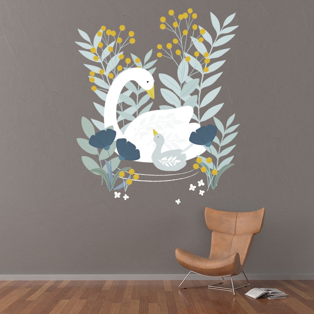 Mother & Baby Swan Wall Sticker by Klara Hawkins