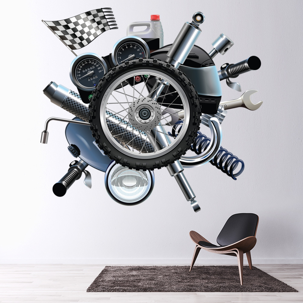 Motorbike Parts Garage Wall Sticker
