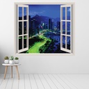 Night Cityscape 3D Window Wall Sticker