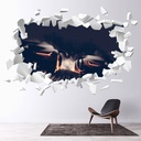 Night Race Car Sports White Brick 3D Hole In The Wall Sticker