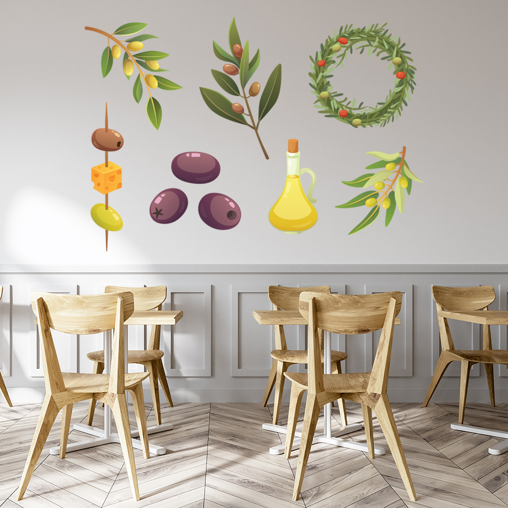 Olives Herbs Fresh Food Wall Sticker Set