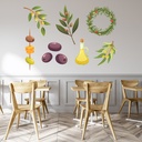 Olives Herbs Fresh Food Wall Sticker Set