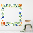 Orange Blue Flowers Floral Frame Wall Sticker