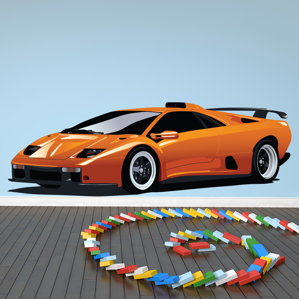 Orange Lamborghini Car Wall Sticker