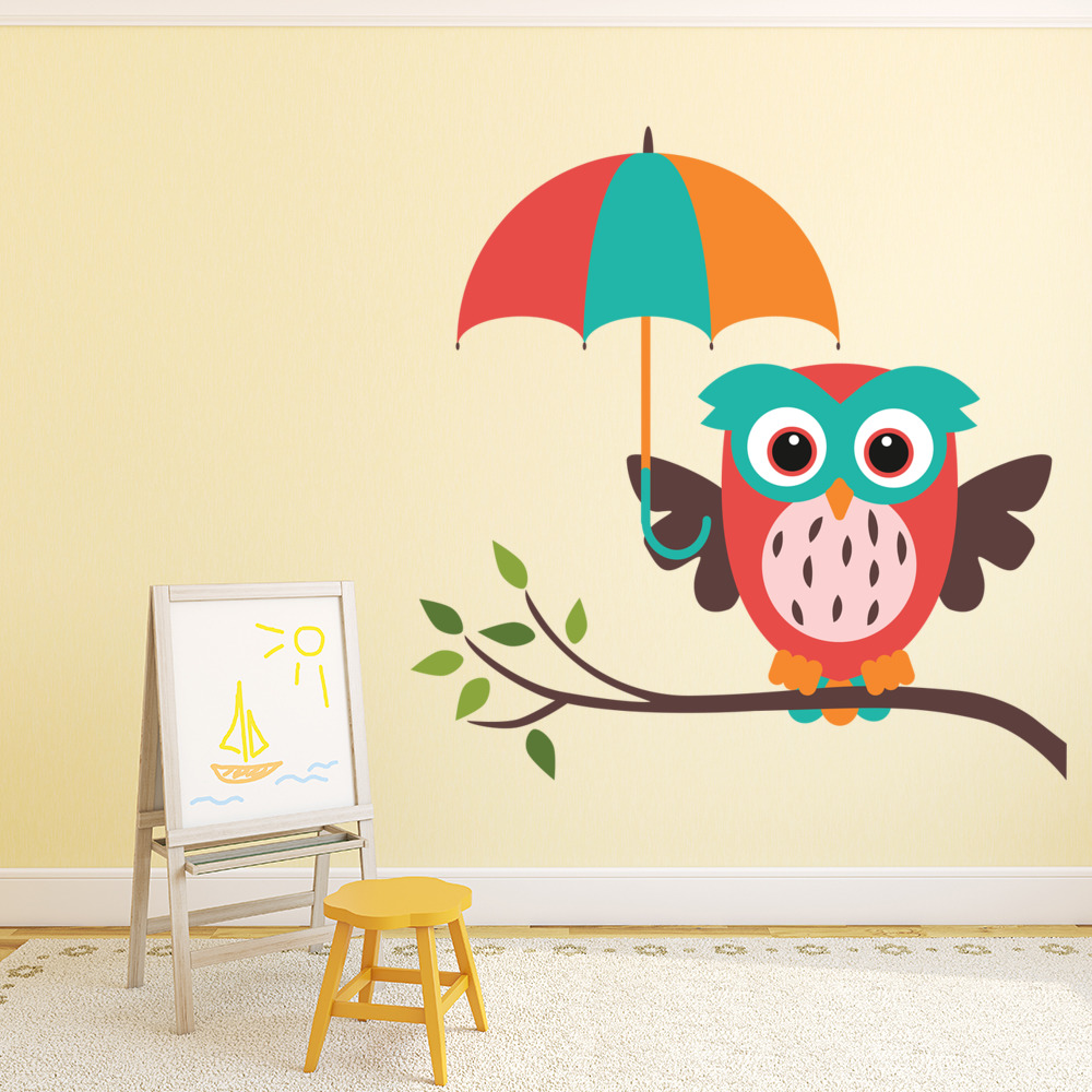 Owl & Umbrella Nursery Wall Sticker