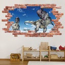 Pachycephalosaurus Dinosaur Red Brick 3D Hole In The Wall Sticker