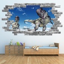 Pachycephalosaurus Dinosaurs Grey Brick 3D Hole In The Wall Sticker