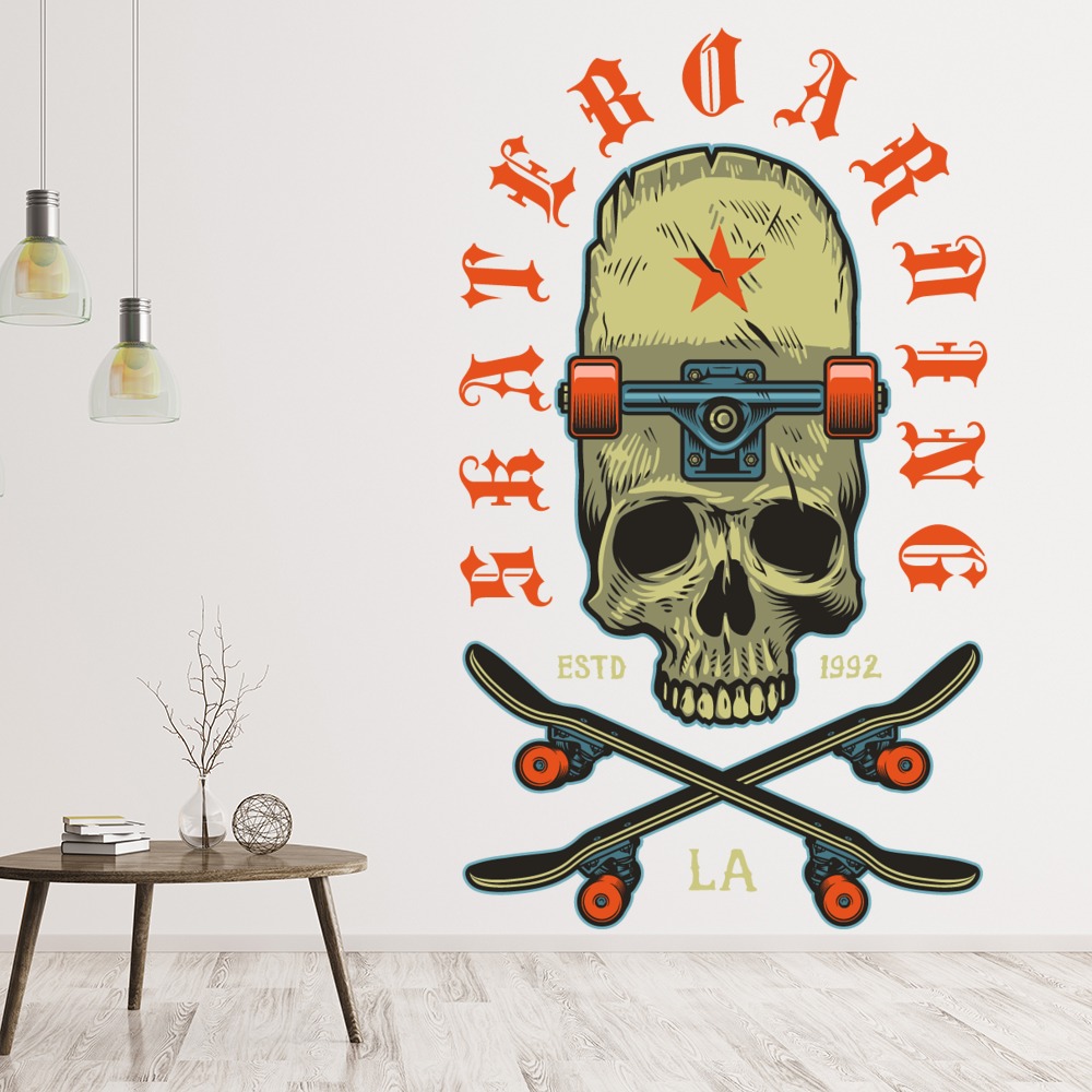 Skateboarding Skull & Skate Wall Sticker