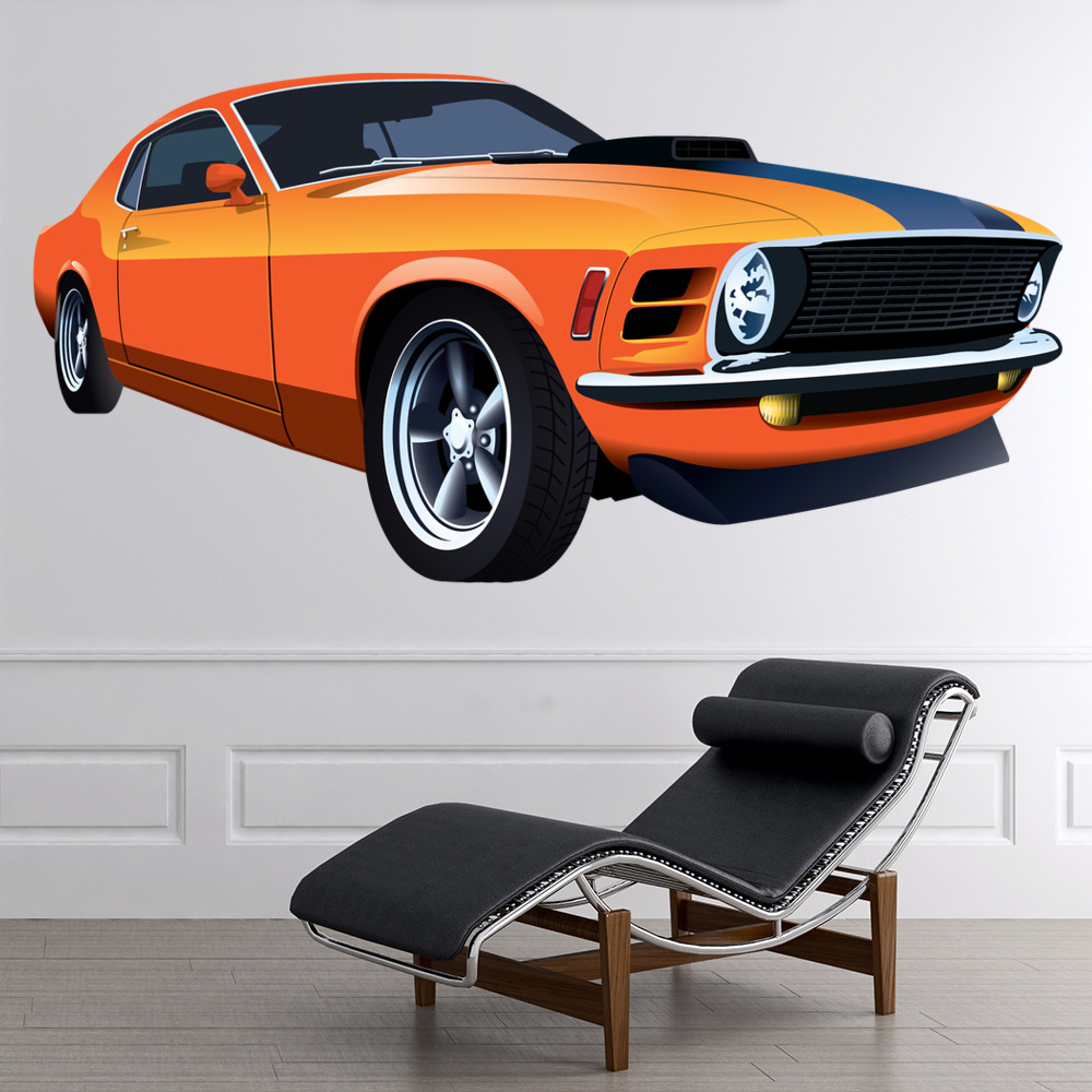 Orange Classic Sports Car Wall Sticker