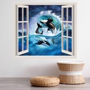 Orca Ocean Wave 3D Window Wall Sticker
