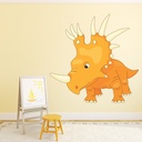 Orange Triceratops Dinosaur Wall Sticker
