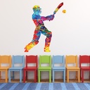 Paint Splash Cricket Batsman Sports Wall Sticker