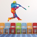 Paint Splash Baseball Player Sports Wall Sticker