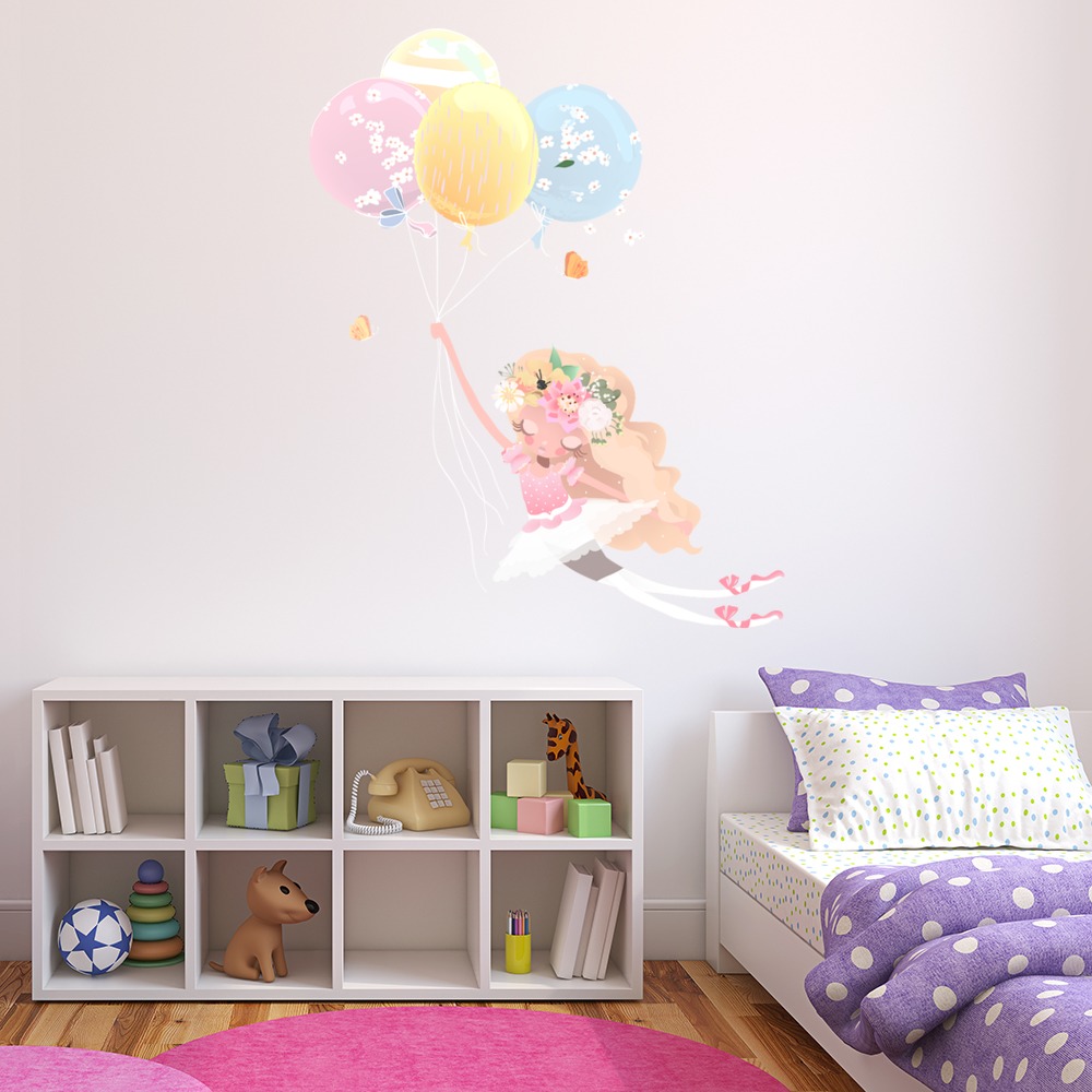 Ballet Dancer & Balloons Wall Sticker