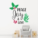 Peace Joy & Love Festive Christmas Wall Sticker