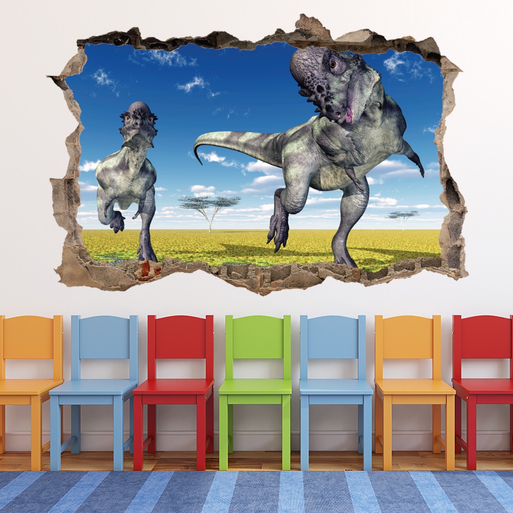 Pachycephalosaurus Dinosaur 3D Hole In The Wall Sticker