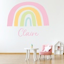 Personalised Name Pastel Pink Rainbow Wall Sticker