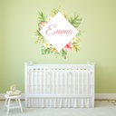 Personalised Name Tropical Leaves & Flowers Frame Wall Sticker