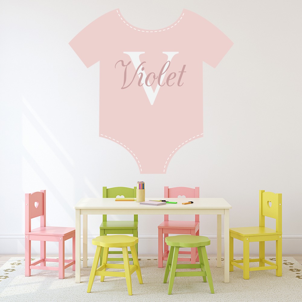 Personalised Pink Baby Grow Nursery Wall Sticker