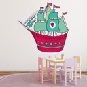 Pink Heart Ship Wall Sticker Wall Sticker