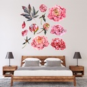 Pink Peony Flowers Floral Wall Sticker Set