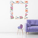 Pink Orange Flower Floral Frame Wall Sticker
