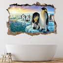 Penguins 3D Hole In The Wall Sticker