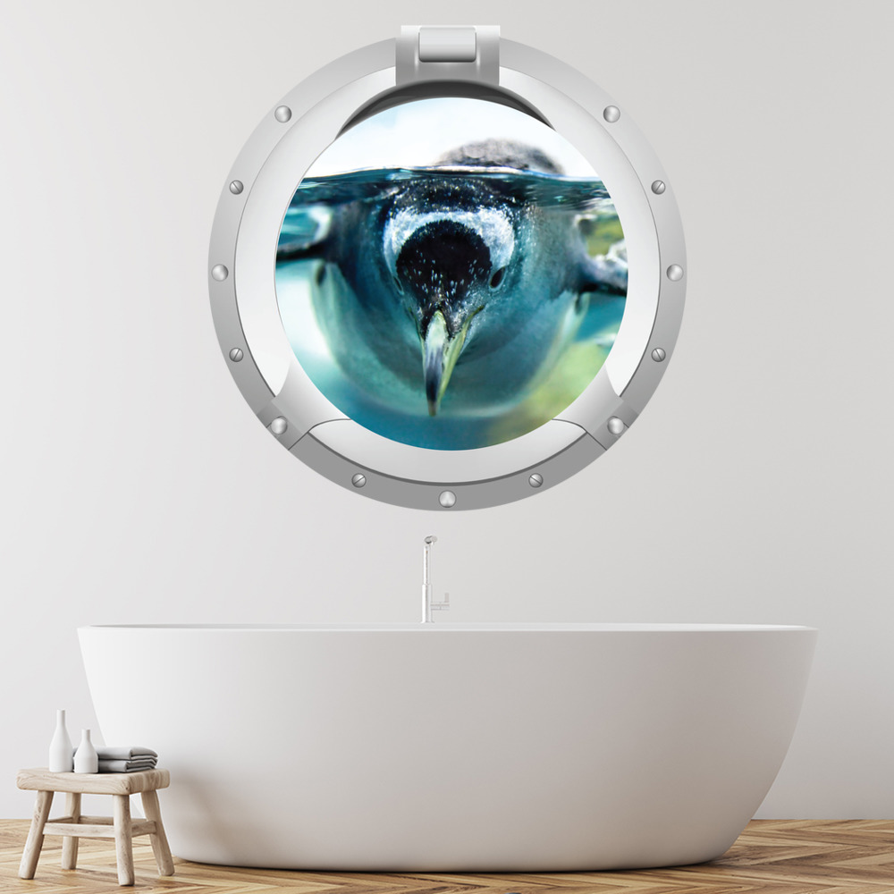 Penguin Porthole 3D Wall Sticker
