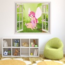 Pink Butterfly Fairy 3D Window Wall Sticker