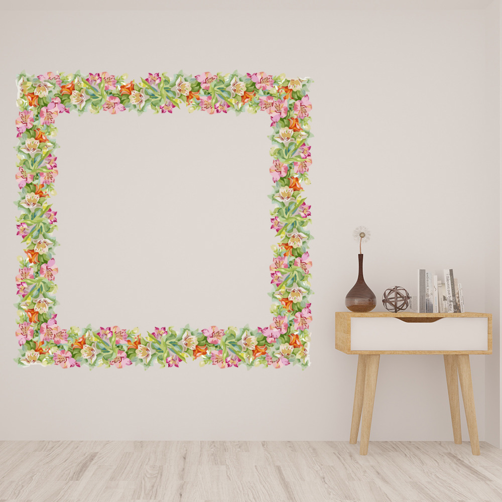 Pink Flower Petal Floral Frame Wall Sticker