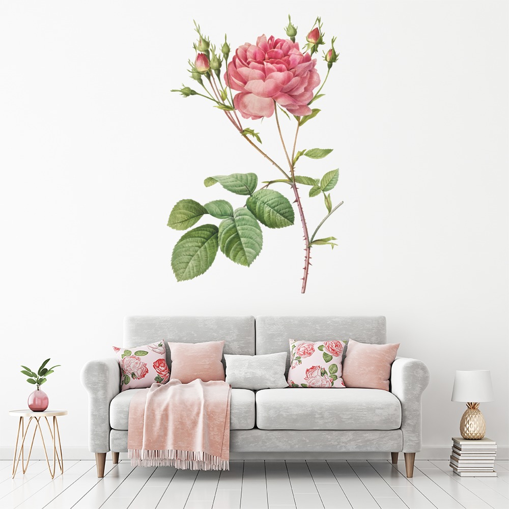 Pink Rose Bud Spray Floral Wall Sticker