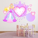 Pink Princess Love Heart Carriage Wall Sticker