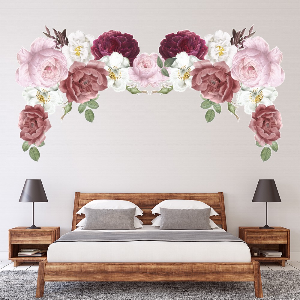 Pink Rose Garland Floral Wall Sticker