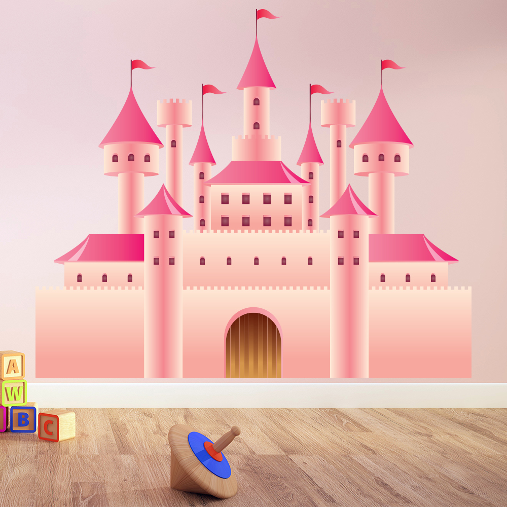 Pink Fairytale Princess Castle Wall Sticker